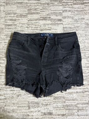 Hollister Black Distressed Cutoff Denim Mom Shorts